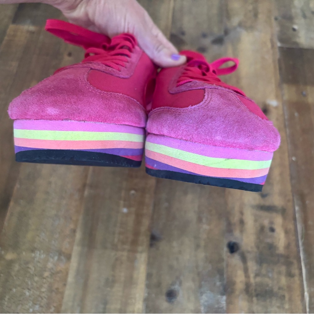Pink Puma Platform Suede Sneakers with Rainbow 🌈 Soles - Picture 6 of 9